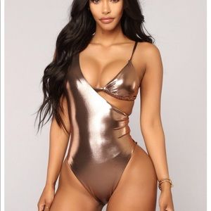 Metallic rose gold swim suit